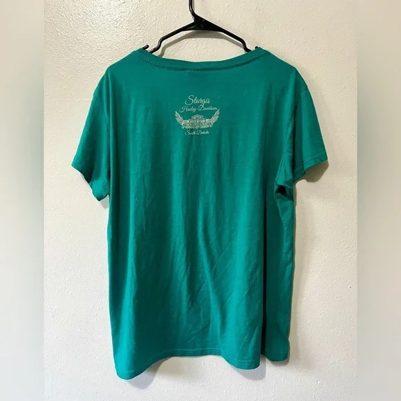 Harley Davidson Sturgis Teal Short Sleeve Top - XL* - Picture 7 of 9